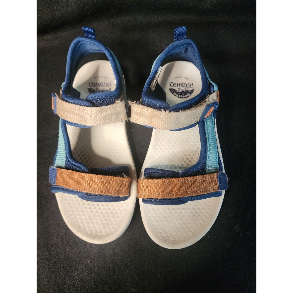 OshKosh Bgosh Boys Blue Brown Athletic Sandals Size 12M Machine Washable